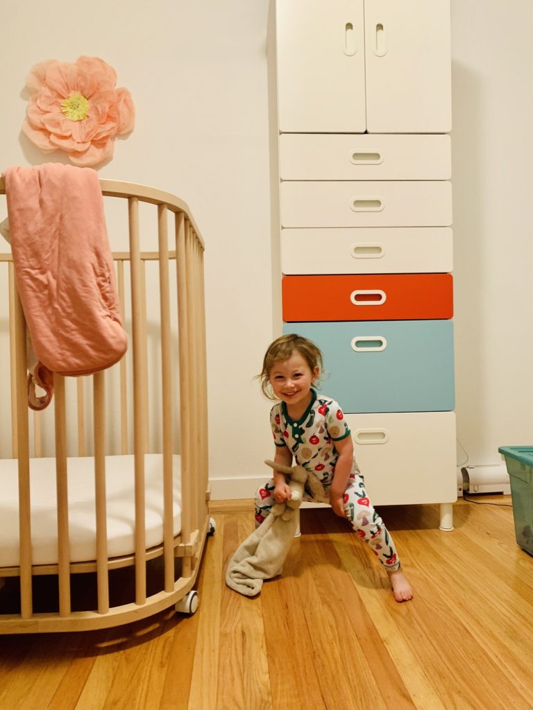 Happy toddler after stopping co-sleeping | babybay bedside sleepers