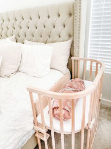 Baby getting sleep at night in babybay bedside co-sleeper | babybay bedside bassinets