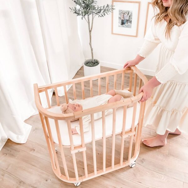 wooden bassinet with wheels babybay
